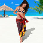 Personalised Gold Coast Suns Football Sarong Electric Red Flame Mascot Charging Cityscape