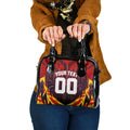 Personalised Gold Coast Suns Football Shoulder Handbag Electric Red Flame Mascot Charging Cityscape