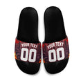 Personalised Gold Coast Suns Football Slide Sandals Electric Red Flame Mascot Charging Cityscape