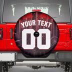 Personalised Gold Coast Suns Football Spare Tire Cover Electric Red Flame Mascot Charging Cityscape