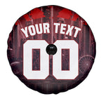 Personalised Gold Coast Suns Football Spare Tire Cover Electric Red Flame Mascot Charging Cityscape