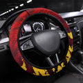 Gold Coast Suns Football Steering Wheel Cover Electric Red Flame Mascot Charging Cityscape