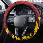 Gold Coast Suns Football Steering Wheel Cover Electric Red Flame Mascot Charging Cityscape