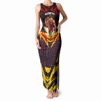 Personalised Gold Coast Suns Football Tank Maxi Dress Electric Red Flame Mascot Charging Cityscape
