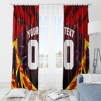 Personalised Gold Coast Suns Football Window Curtain Electric Red Flame Mascot Charging Cityscape