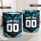 Personalised Port Adelaide Power Football Laundry Basket Teal Lightning Mascot Charging Cityscape