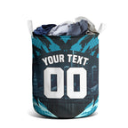 Personalised Port Adelaide Power Football Laundry Basket Teal Lightning Mascot Charging Cityscape