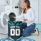 Personalised Port Adelaide Power Football Laundry Basket Teal Lightning Mascot Charging Cityscape