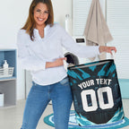 Personalised Port Adelaide Power Football Laundry Basket Teal Lightning Mascot Charging Cityscape