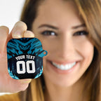 Personalised Port Adelaide Power Football AirPods Case Teal Lightning Mascot Charging Cityscape