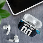 Personalised Port Adelaide Power Football AirPods Case Teal Lightning Mascot Charging Cityscape