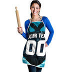 Personalised Port Adelaide Power Football Apron Teal Lightning Mascot Charging Cityscape