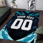 Personalised Port Adelaide Power Football Area Rug Teal Lightning Mascot Charging Cityscape