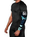 Personalised Port Adelaide Power Football Arm Sleeves Teal Lightning Mascot Charging Cityscape