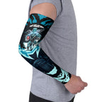 Personalised Port Adelaide Power Football Arm Sleeves Teal Lightning Mascot Charging Cityscape