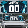 Personalised Port Adelaide Power Football Auto Sun Shade Teal Lightning Mascot Charging Cityscape