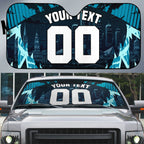 Personalised Port Adelaide Power Football Auto Sun Shade Teal Lightning Mascot Charging Cityscape