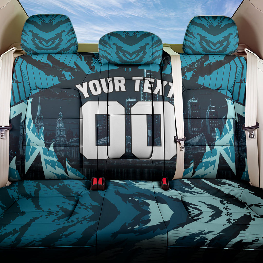 Personalised Port Adelaide Power Football Back Car Seat Cover Teal Lightning Mascot Charging Cityscape