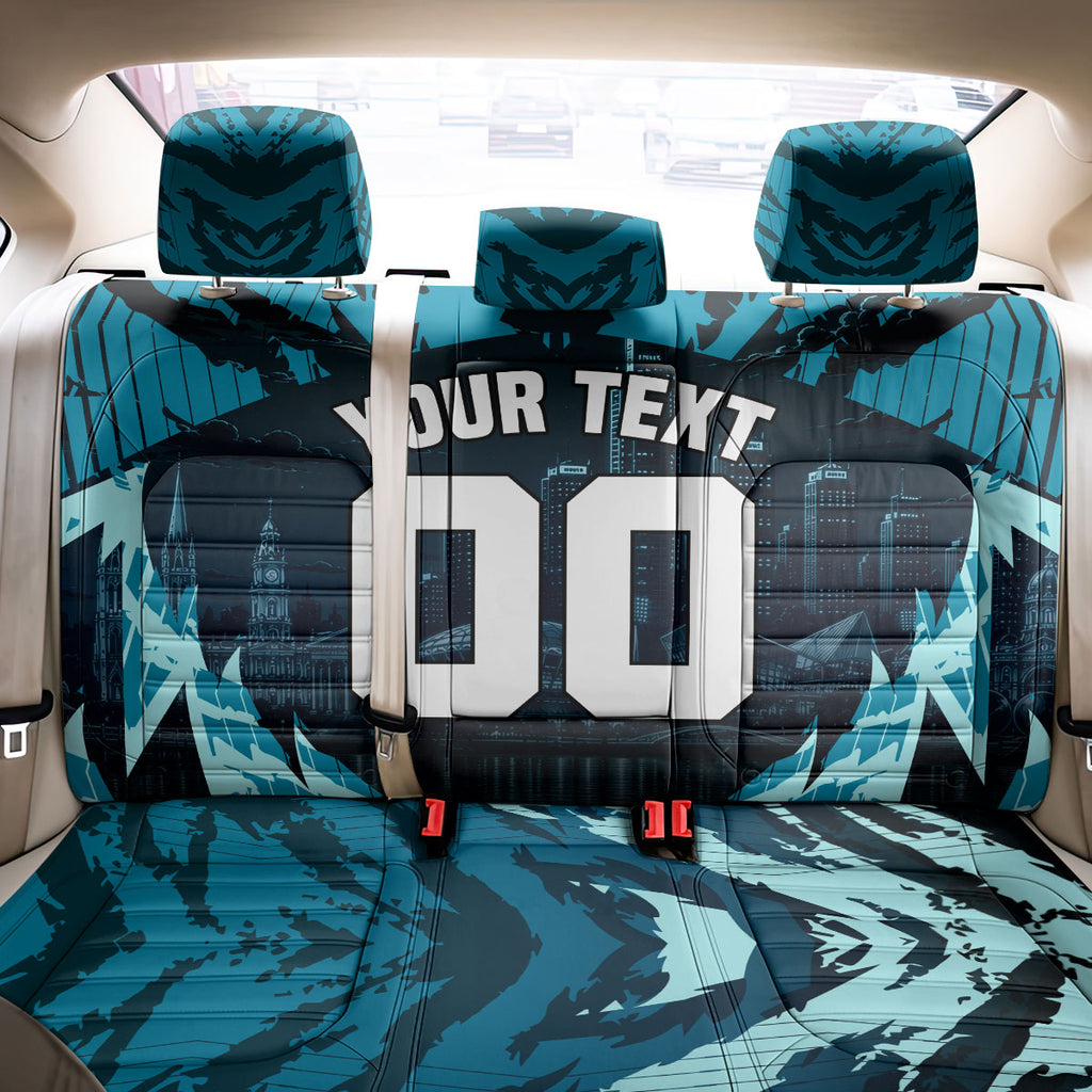 Personalised Port Adelaide Power Football Back Car Seat Cover Teal Lightning Mascot Charging Cityscape