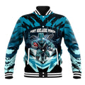 Personalised Port Adelaide Power Football Baseball Jacket Teal Lightning Mascot Charging Cityscape