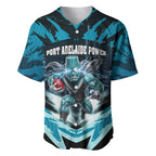 Personalised Port Adelaide Power Football Baseball Jersey Teal Lightning Mascot Charging Cityscape