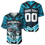 Personalised Port Adelaide Power Football Baseball Jersey Teal Lightning Mascot Charging Cityscape