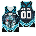 Personalised Port Adelaide Power Football Basketball Jersey Teal Lightning Mascot Charging Cityscape