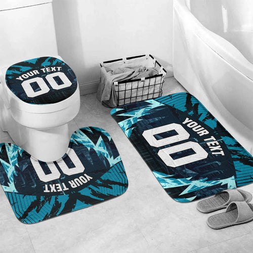 Personalised Port Adelaide Power Football Bathroom Set Teal Lightning Mascot Charging Cityscape