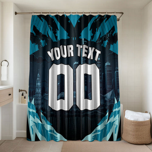 Personalised Port Adelaide Power Football Bathroom Set Teal Lightning Mascot Charging Cityscape