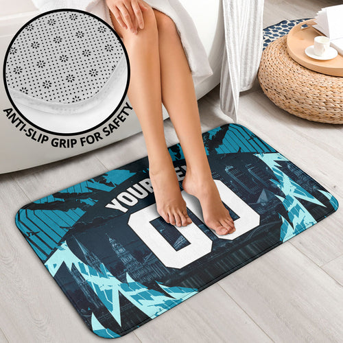 Personalised Port Adelaide Power Football Bathroom Set Teal Lightning Mascot Charging Cityscape