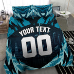 Personalised Port Adelaide Power Football Bedding Set Teal Lightning Mascot Charging Cityscape
