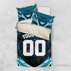 Personalised Port Adelaide Power Football Bedding Set Teal Lightning Mascot Charging Cityscape