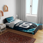 Personalised Port Adelaide Power Football Bedding Set Teal Lightning Mascot Charging Cityscape