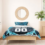Personalised Port Adelaide Power Football Bedding Set Teal Lightning Mascot Charging Cityscape