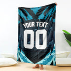 Personalised Port Adelaide Power Football Blanket Teal Lightning Mascot Charging Cityscape