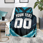 Personalised Port Adelaide Power Football Blanket Teal Lightning Mascot Charging Cityscape