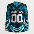 Personalised Port Adelaide Power Football Blazer Teal Lightning Mascot Charging Cityscape