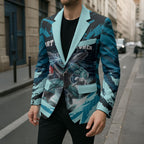 Personalised Port Adelaide Power Football Blazer Teal Lightning Mascot Charging Cityscape