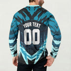 Personalised Port Adelaide Power Football Button Sweatshirt Teal Lightning Mascot Charging Cityscape