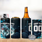 Personalised Port Adelaide Power Football 4 in 1 Can Cooler Tumbler Teal Lightning Mascot Charging Cityscape