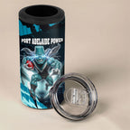 Personalised Port Adelaide Power Football 4 in 1 Can Cooler Tumbler Teal Lightning Mascot Charging Cityscape