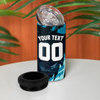 Personalised Port Adelaide Power Football 4 in 1 Can Cooler Tumbler Teal Lightning Mascot Charging Cityscape