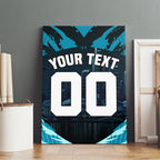 Personalised Port Adelaide Power Football Canvas Wall Art Teal Lightning Mascot Charging Cityscape