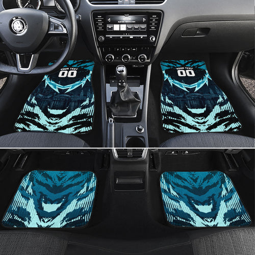 Personalised Port Adelaide Power Football Car Mats Teal Lightning Mascot Charging Cityscape