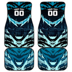 Personalised Port Adelaide Power Football Car Mats Teal Lightning Mascot Charging Cityscape
