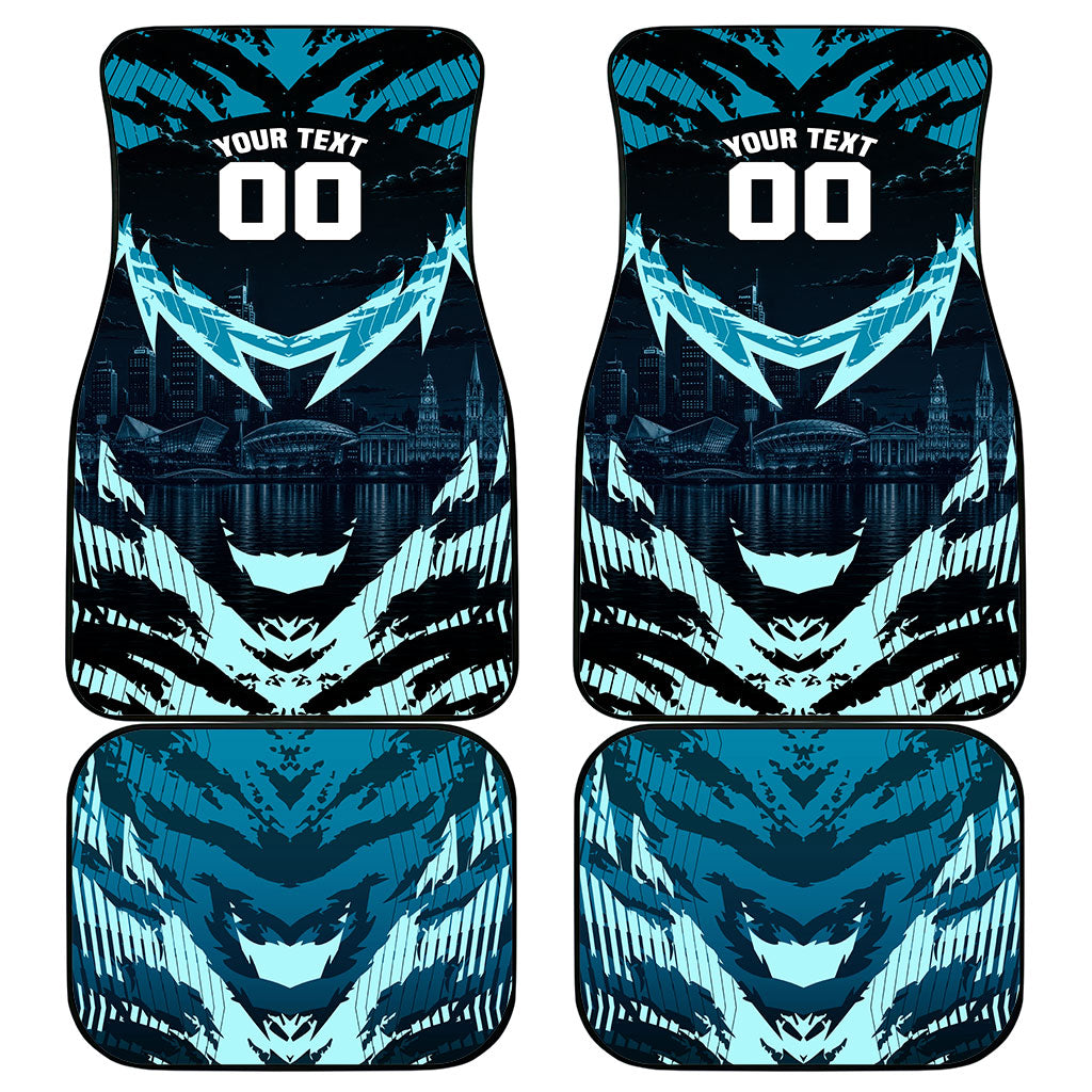 Personalised Port Adelaide Power Football Car Mats Teal Lightning Mascot Charging Cityscape