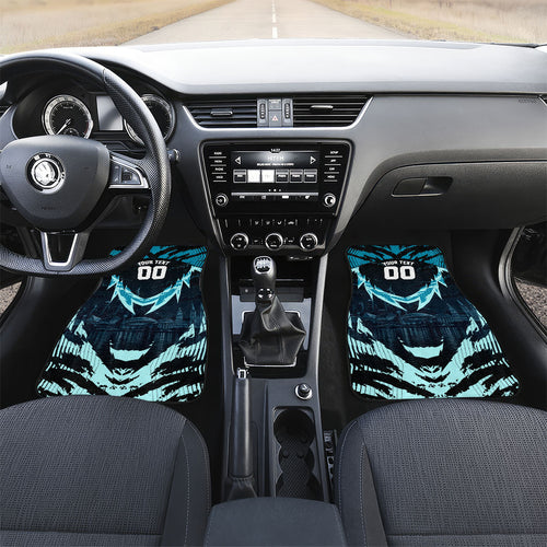 Personalised Port Adelaide Power Football Car Mats Teal Lightning Mascot Charging Cityscape