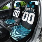 Personalised Port Adelaide Power Football Car Seat Cover Teal Lightning Mascot Charging Cityscape