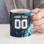Personalised Port Adelaide Power Football Ceramic Mug Teal Lightning Mascot Charging Cityscape