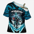Personalised Port Adelaide Power Football Cross Shoulder Shirt Teal Lightning Mascot Charging Cityscape